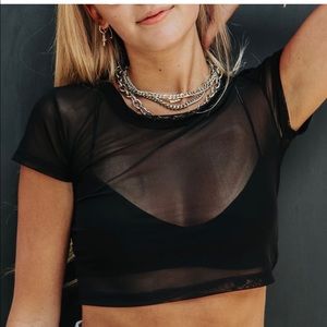 Emma and Sam Power Mesh Cropped Tee